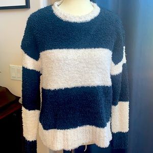 ⭐️SALE⭐️ HP🎊 Melloday Super Soft Sweater with blue and white stripes  Size M EUC